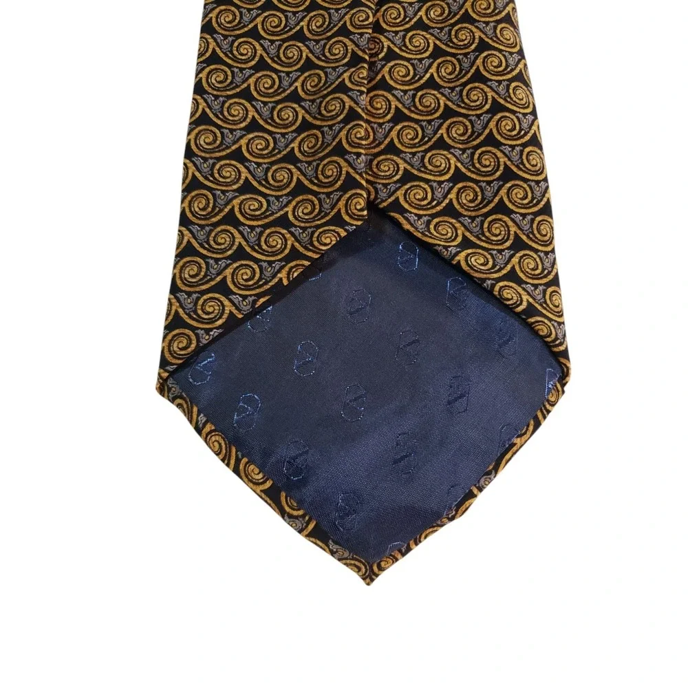 Valentino‎ Mens Tie Necktie Designer Luxury Brown Black Gray Geometric Suit Work